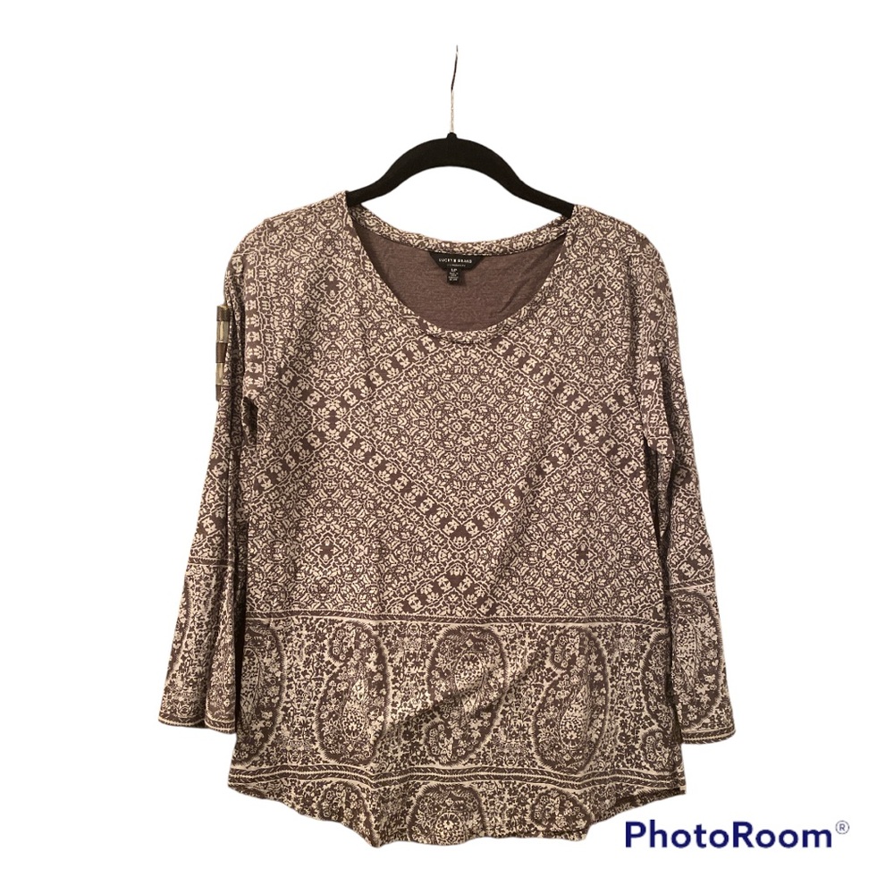 Ladies LUCKY BRAND Olive Green Pattern Top Size Small